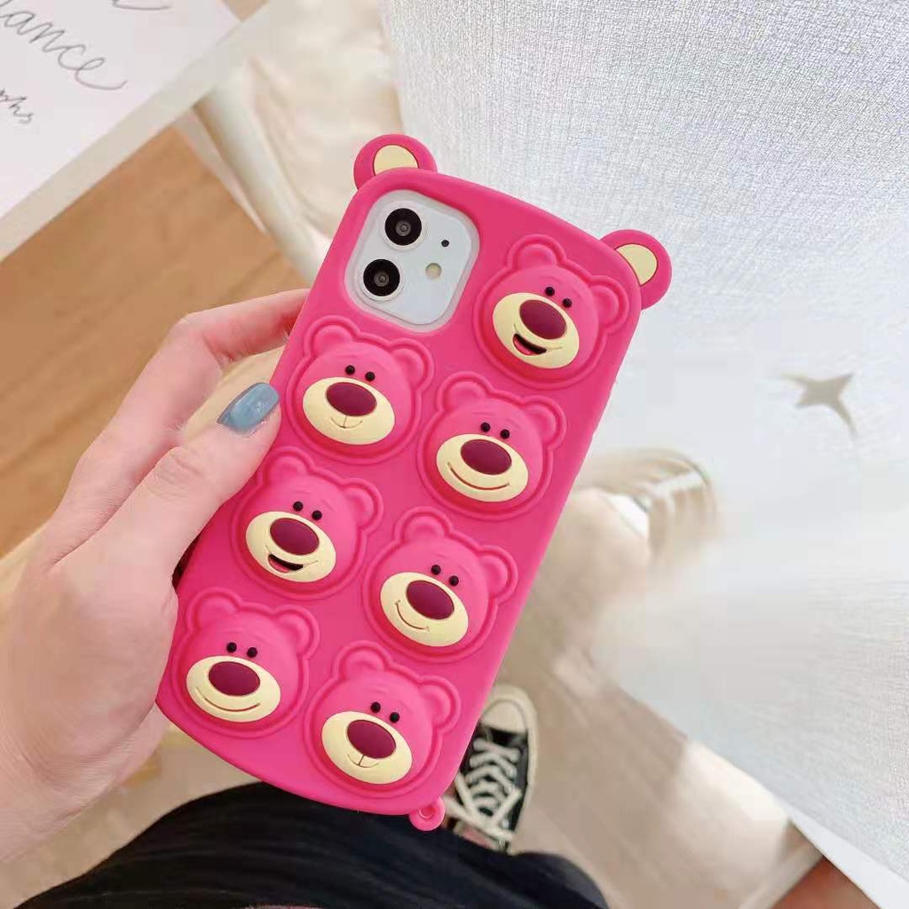 Ốp điện thoại TPU silicon họa tiết gấu Lotso 3D Iphone 11 12 13 Pro Max 12pro 13pro Se 2020 X Xs Max Xr 6 6s 7 8 Plus