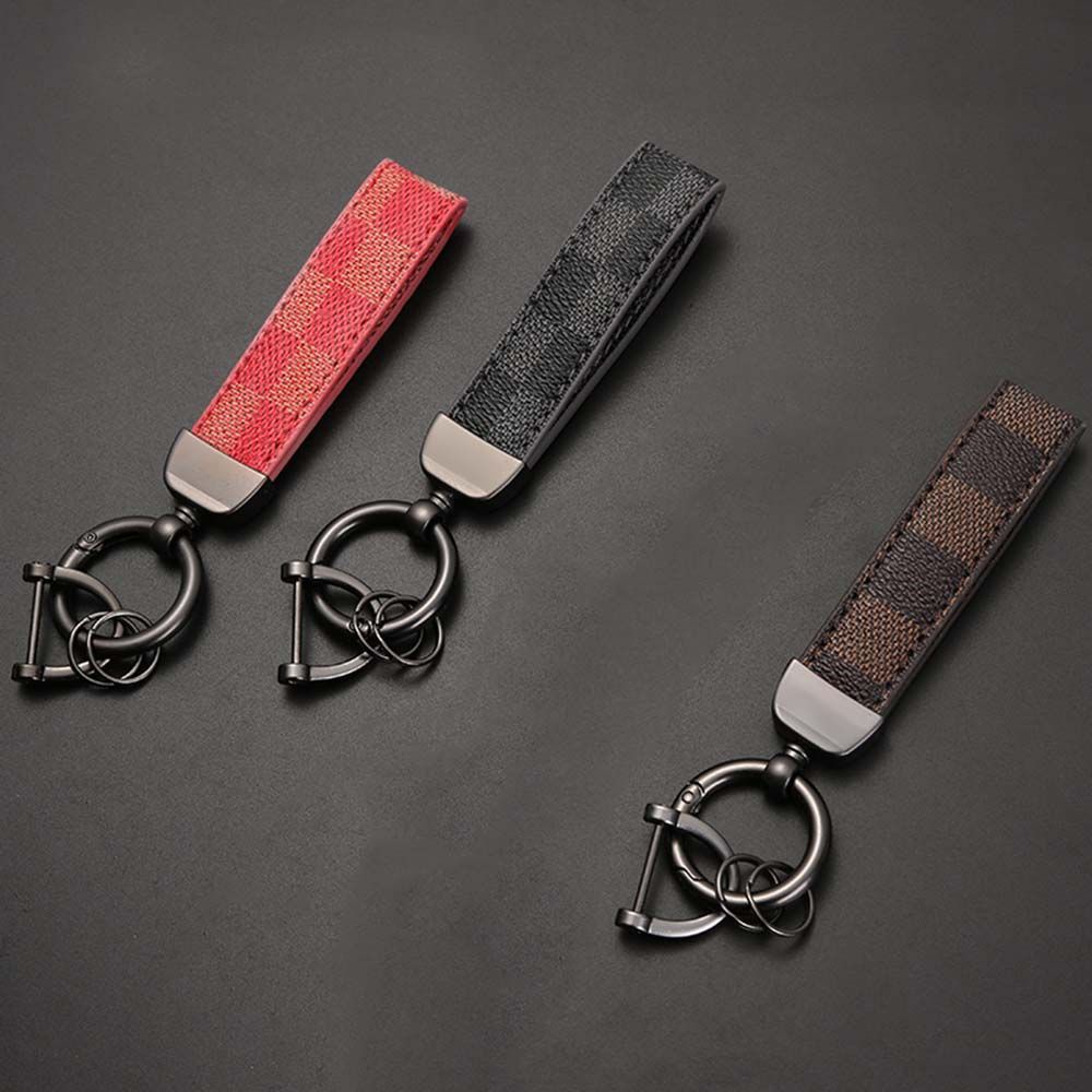 Móc khóa dây da PU có vòng giữ kim loại sang trọng dành cho cả nam và nữ