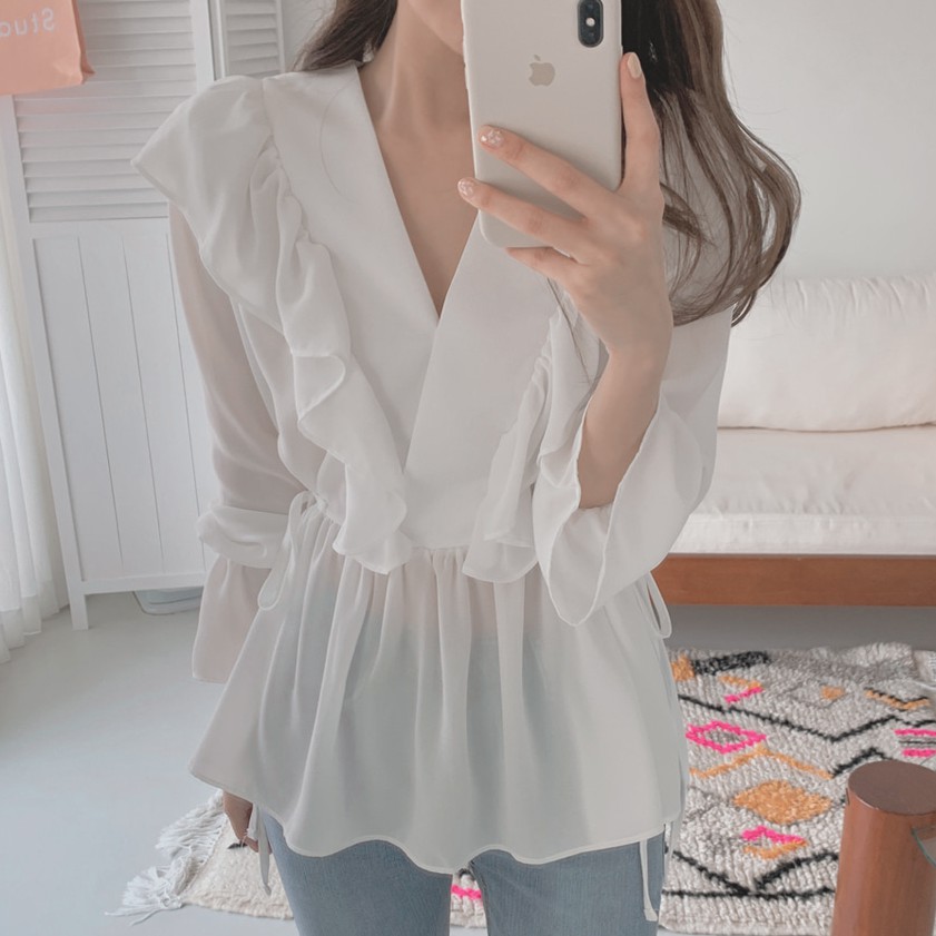 Áo Voan Dài Tay Trơn Màu Xinh Xắn Dành Cho Nữ 41965