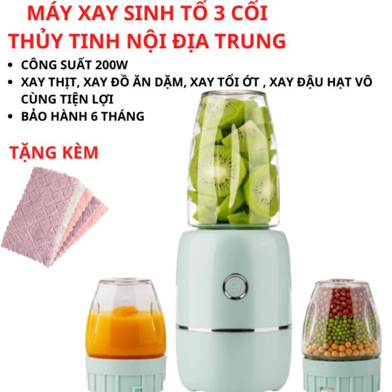 [XAY CỰC NHUYỄN] Máy Xay Sinh Tố Philips, Máy Xay Cầm Tay Mini, Xay Đồ Ăn Dặm Cho Bé, Tỏi Ớt,Say Thịt 3 Cối Thuỷ Tinh