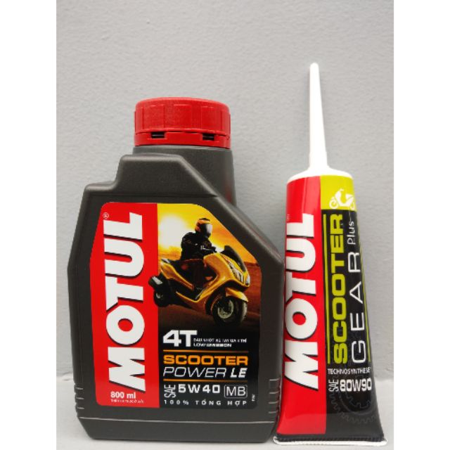 Nhớt Motul Scooter Power Le 5W40 0.8L và Nhớt Hộp Số Motul Scooter Gear Plus 80W90 120ML