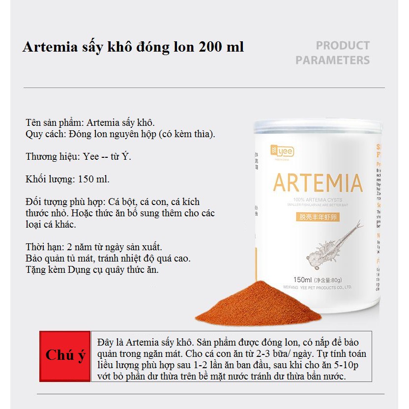 Artemia gold sấy khô đóng hộp bổ dưỡng dành cho cá nhỏ