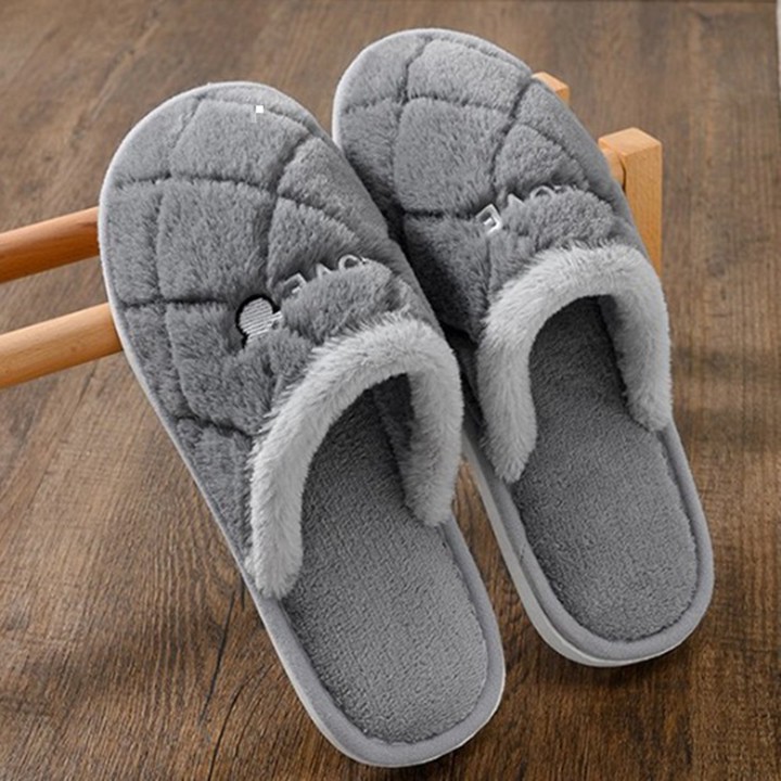 [CAO CẤP_CÓ TRỢ SHIP] Dép lông mang trong nhà bít mũi vân ca rô - Dép đi trong nhà nữ S032 êm chân, lâu mòn, chống trượt