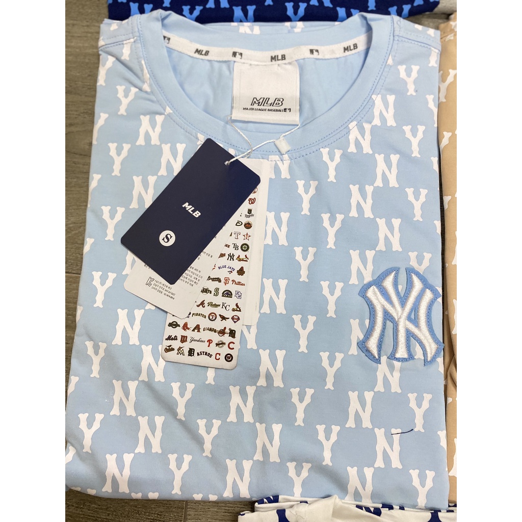 XANH - Áo Phông Cổ Tròn MLB Tee New York VNXK - ÁO THUN NY HÀNG XUẤT DƯ