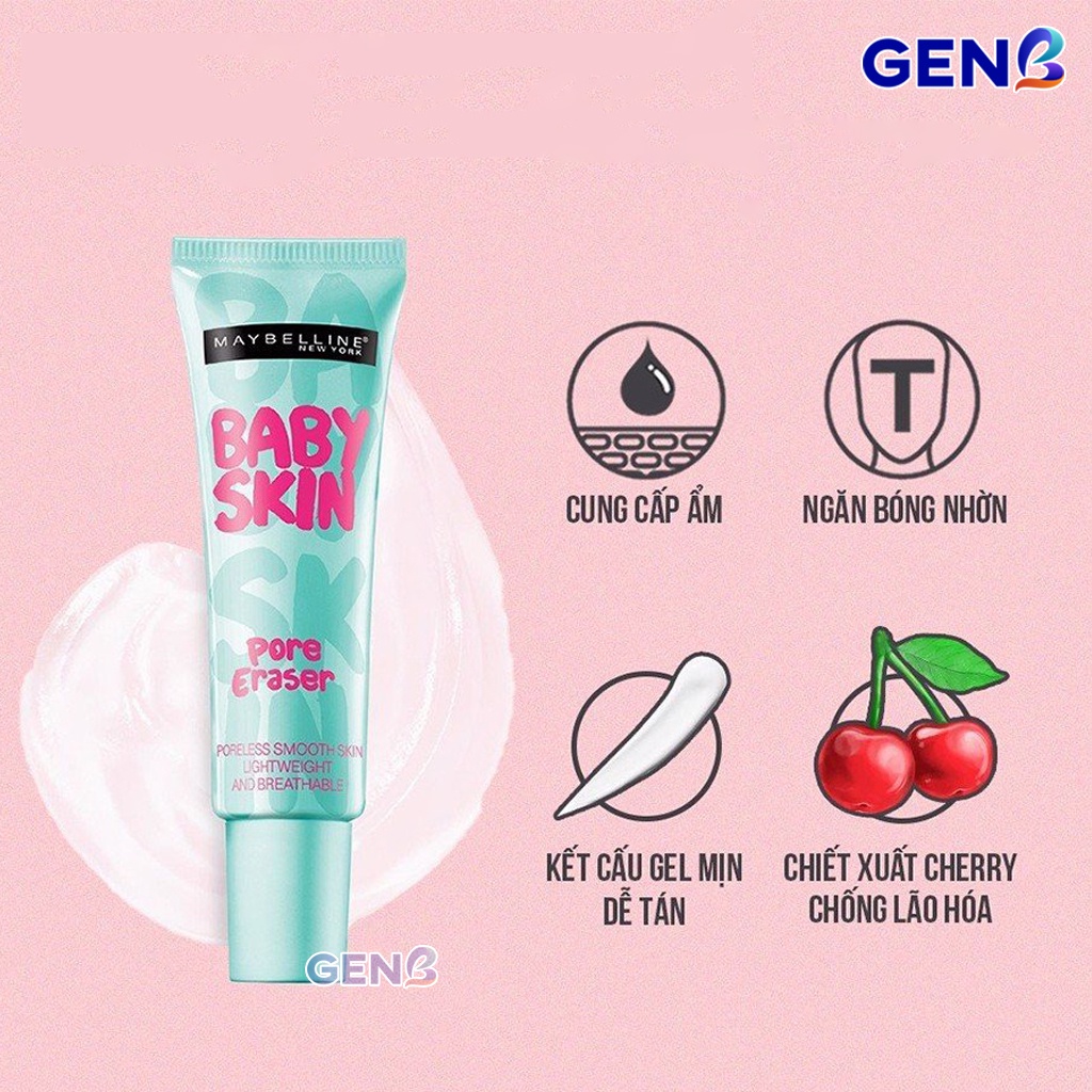 Kem Lót Trang Điểm Maybeline Cho Da Khô, Da Dầu,Nhạy Cảm CHÍNH HÃNG -Kem Lót Kiềm Dầu Maybelline Baby Skin Lâu Trôi GENB