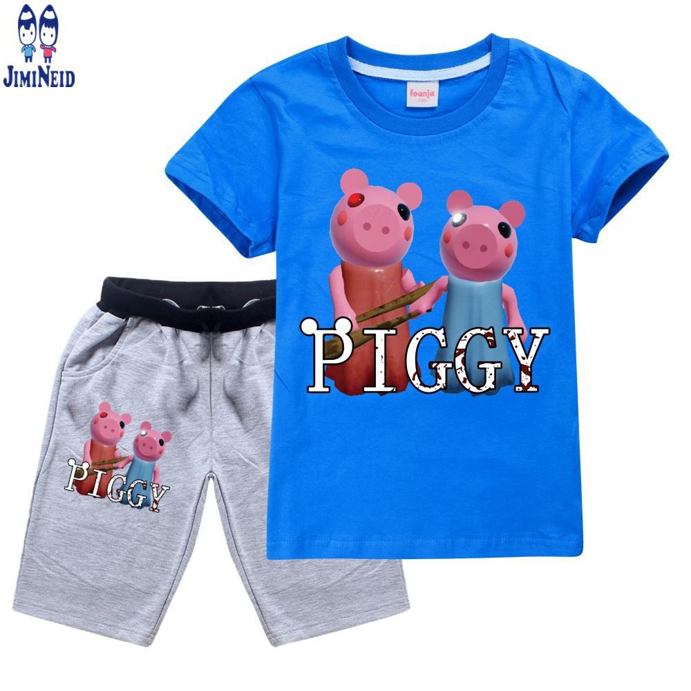 【JD】Summer Hot ROBLOX sale boys fashion suits Short-sleeved cotton T-shirt + shorts 2-piece set