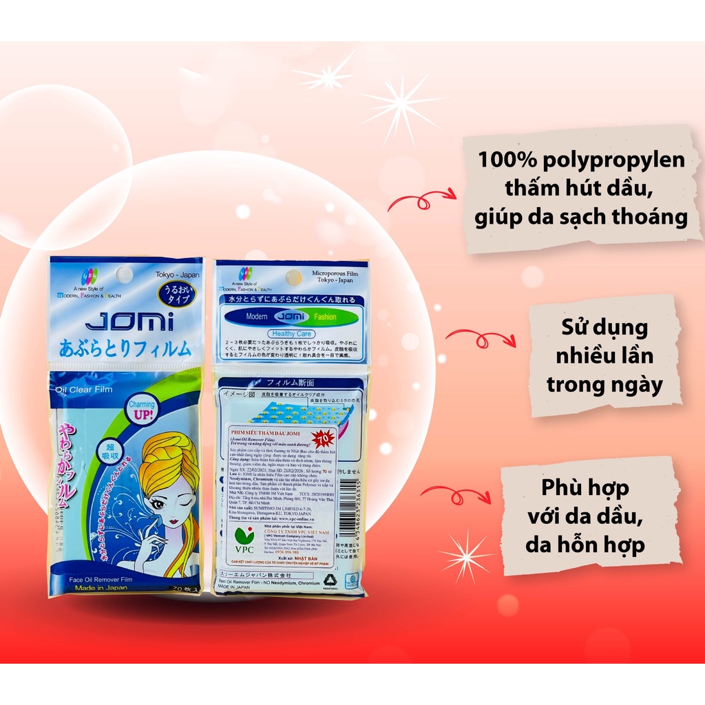 Giấy Thấm Dầu Jomi Nhật Bản Thấm Dầu Dạng Phim Japan Oil Clear Film