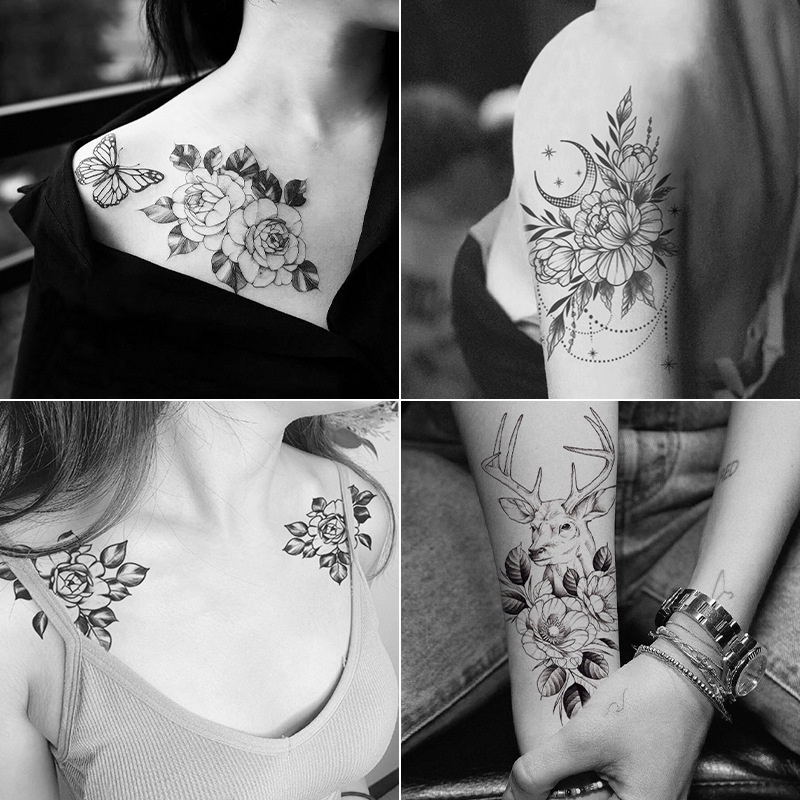 Ahellogirl Hình Xăm Dán Chống Thấm Nước Không Phản Quang Hình Động Vật Và Cây Cối Tươi Mới