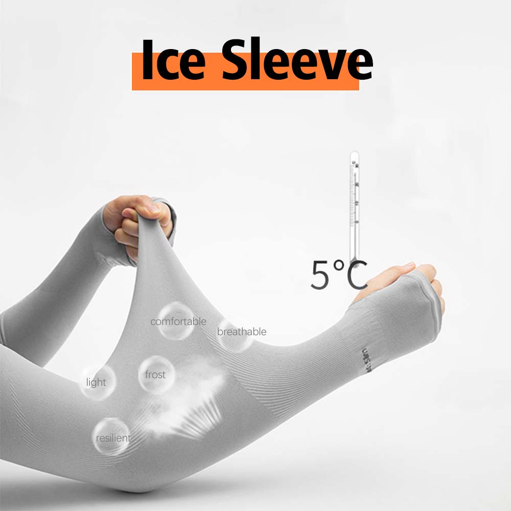 Găng Cánh Tay Chống Tia UV Bằng Lụa Lạnh Ôm Dáng Không Đường May Làm Mát Hiệu Aqua X Let's