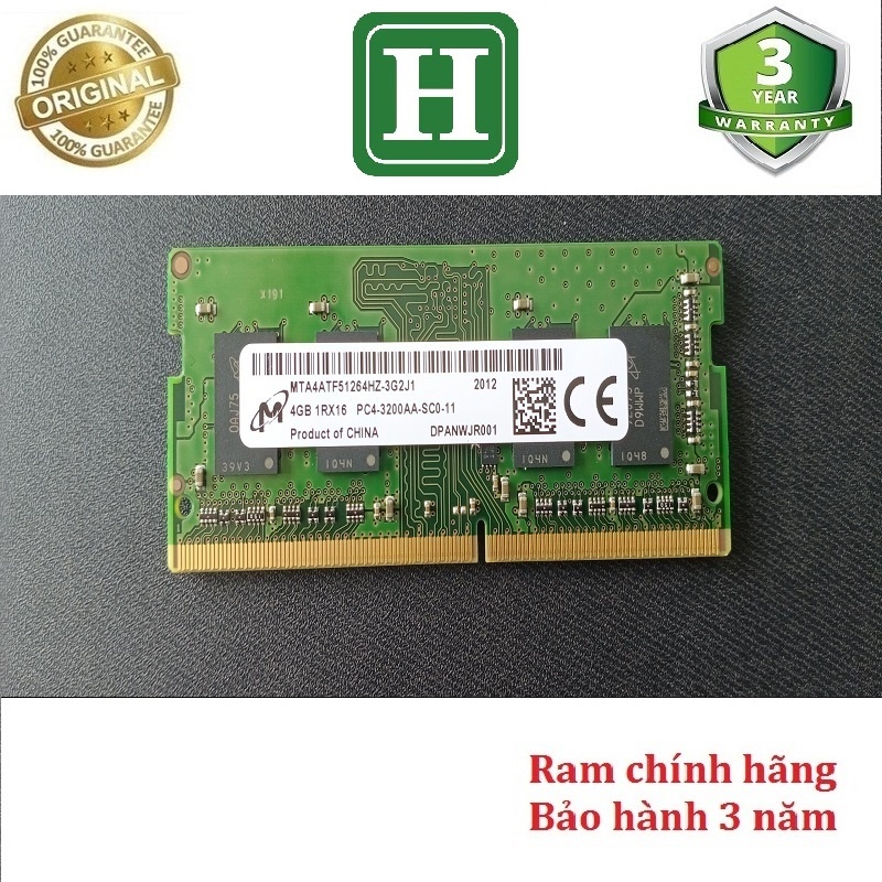 Ram laptop DDR4 (PC4) 4GB bus 3200, chính hãng bảo hành 3 năm