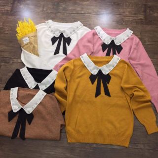 💝 ÁO LEN NƠ CỔ ÁO ĐÍNH ĐÁ SIÊU SANG CHẢNH 🌸🌺🌸