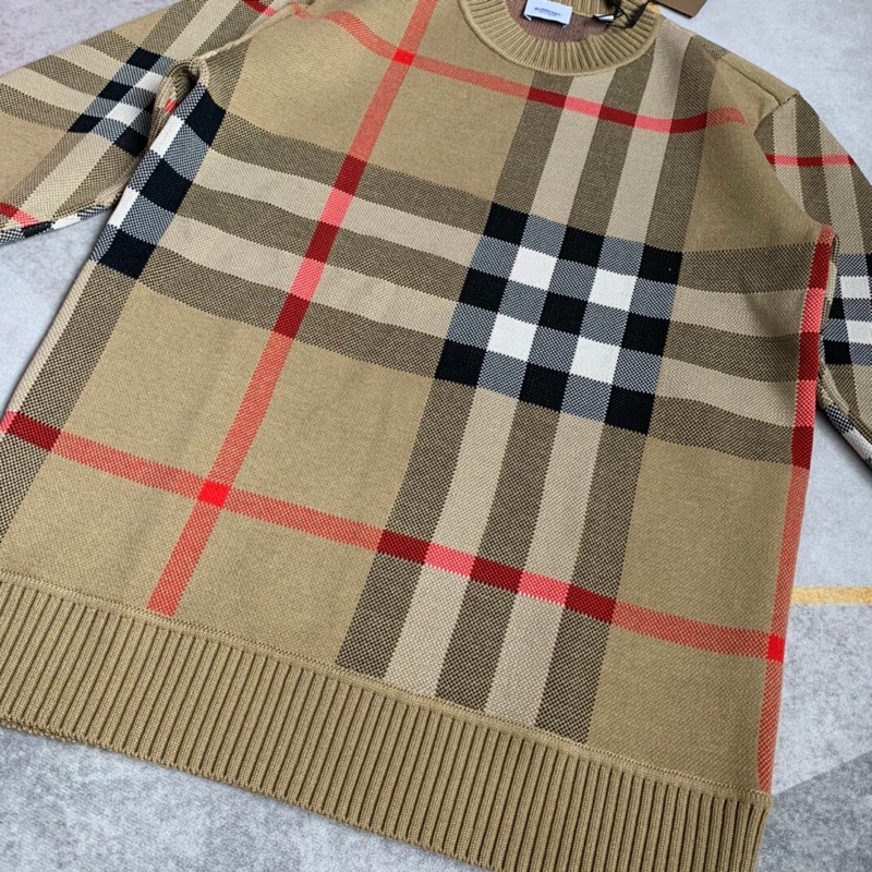 Áo len cổ tròn nam nữ BURBERRY BBR họa tiết hiện đại thu đông 2021