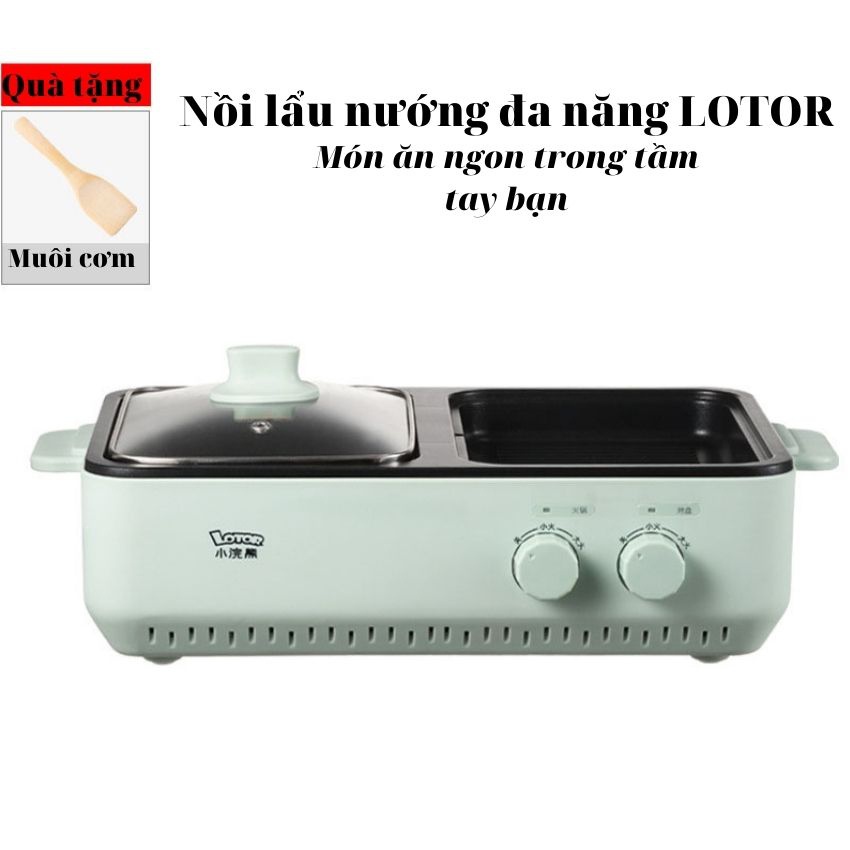 Nồi lẩu nướng điện đa năng 2 in 1 Chính hãng LOTOR DKL-M15A1 - Khay nướng lớn chống dính – BH 12 tháng – Lotor L020