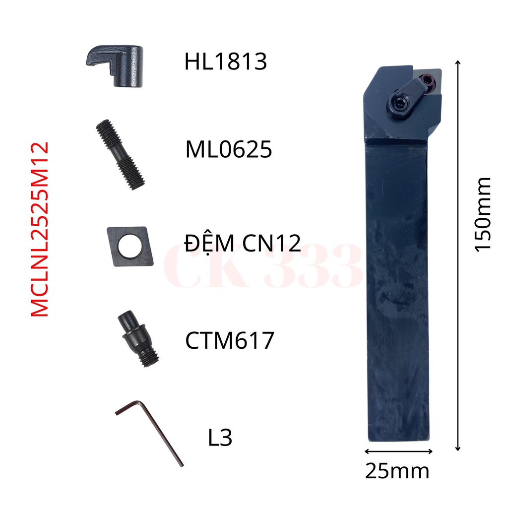 CÁN DAO TIỆN TRÁI CNC 16 20 25 MCLNL2020K12 VÀ MCLNL2525M12 TIỆN GÓC 95 ĐỘ LẮP MẢNH CN12