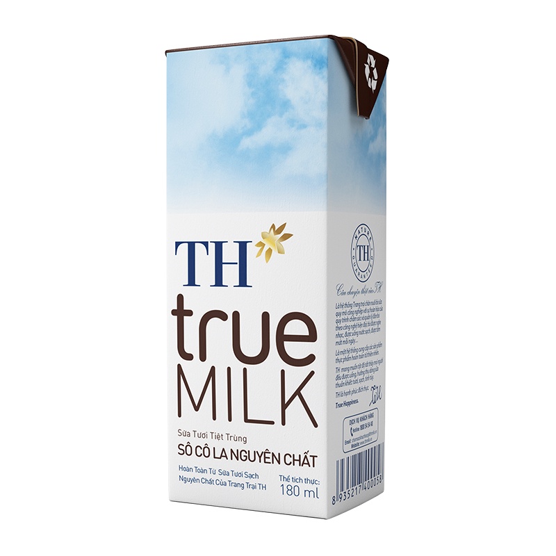 Lốc 4 hộp sữa tươi tiệt trùng TH TRUE MILK 180ml có 5 vị