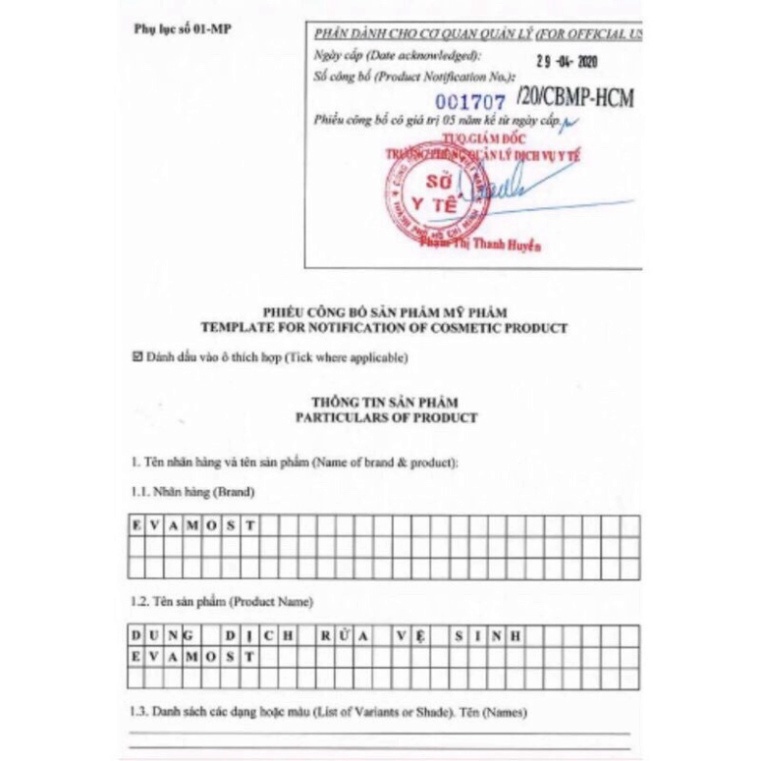 - Dung dịch vệ sinh Evamost Nhã phương chính hãng