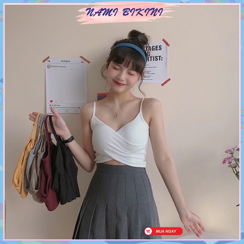 Áo bra nữ dây đan chéo phong cách Hàn Quốc áo lót nữ không gọng co dãn hiện đại Nami