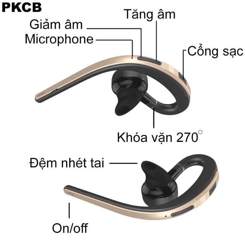 Tai Nghe bluetooth 5.0 Cao Cấp PKCB133 tai nghe nhét tai pin trâu 9 giờ có thể xoay nghe 2 tai tai nghe không dây kèm mi