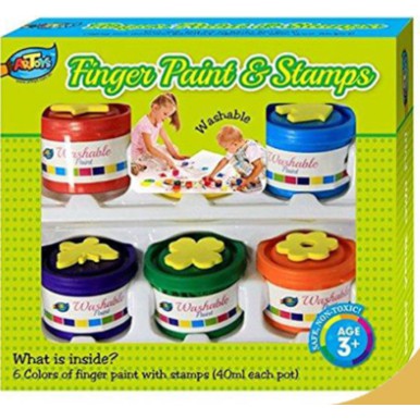 Bộ 6 lọ màu vẽ an toàn cho bé kèm khuôn đóng dấu các hình khối ( 6 Finger Paints & 6 Stamps)