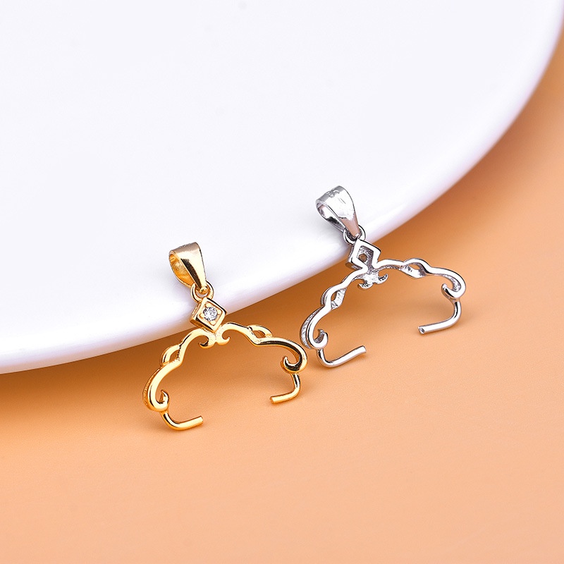 █diy゜ S925 Bạc●Mặt Dây Chuyền Bạc S925 Hình Hoa Đính Đá Zircon Có Khóa Cài diy