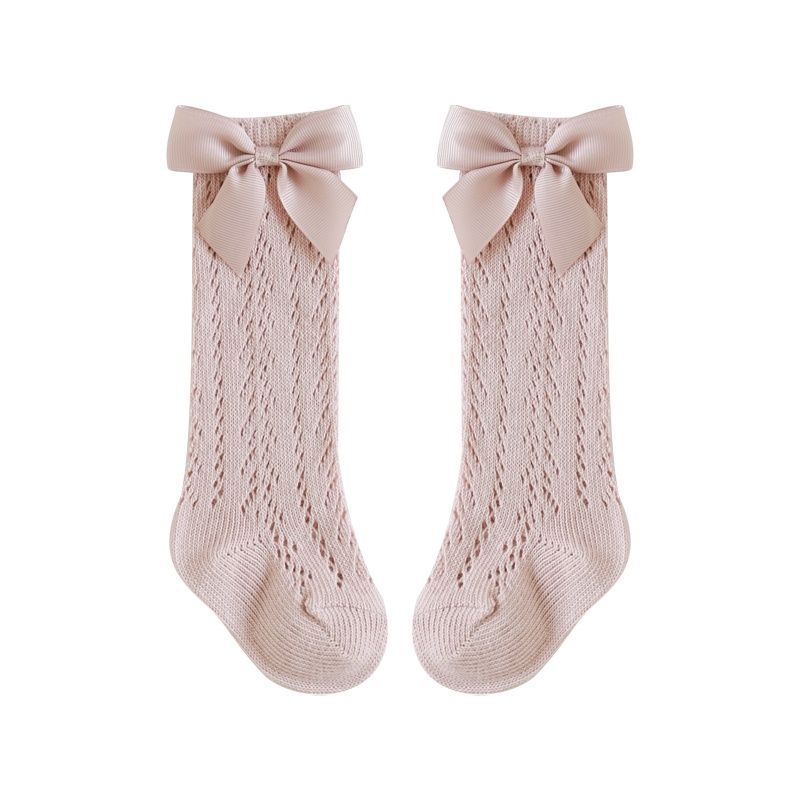 Vớ Cotton Cổ Cao Phối Lưới Đính Nơ Dễ Thương Thời Trang Mùa Hè Cho Bé Gái