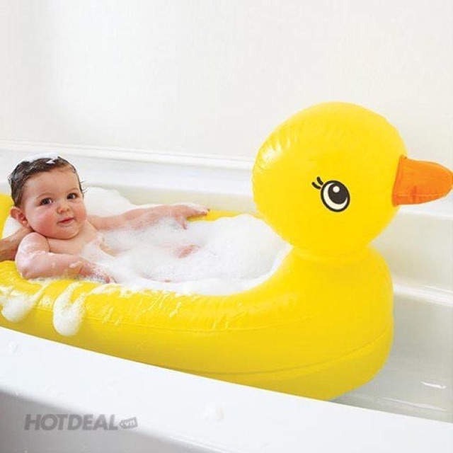 Chậu tắm phao vịt vàng có lắp cảm biến nhiệt cho bé sơ sinh đến 2 tuổi