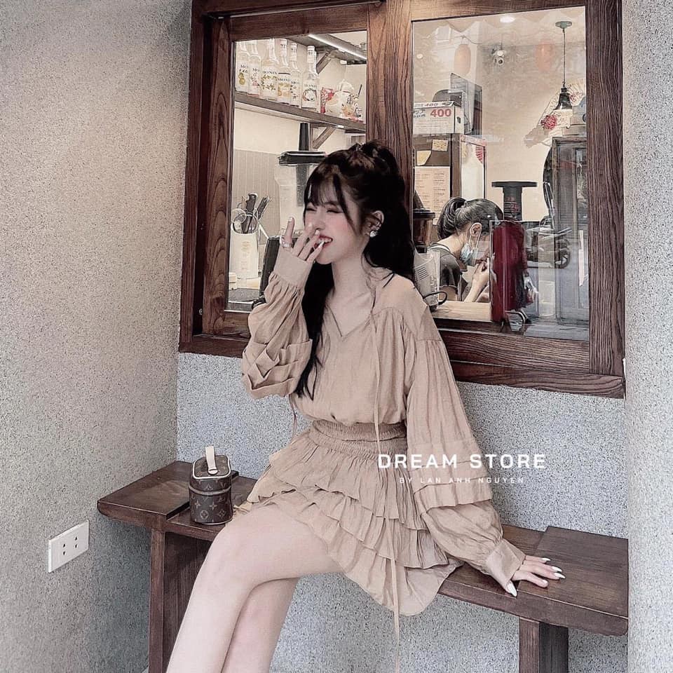 Set đồ nữ mặc đi chơi hàng QCCC  áo tơ xước mix chân váy tầng xinh dã man | BigBuy360 - bigbuy360.vn