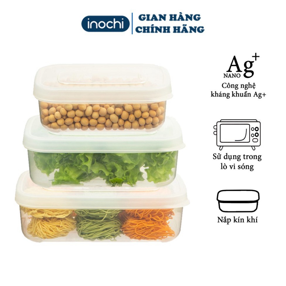 Hộp chữ nhật Đựng Thực Phẩm Thức Ăn Hokkaido Cao Cấp Bền Kín Chịu Nhiệt Cao Inochi Chính hãng