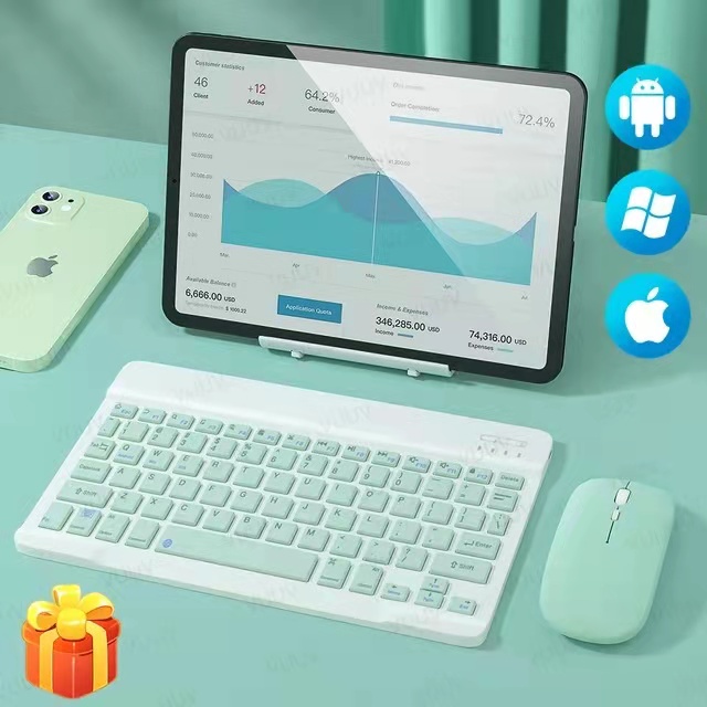 Bộ bàn phím và chuột ko dây 10 Inch cho tablet táo/Laptop/tablet