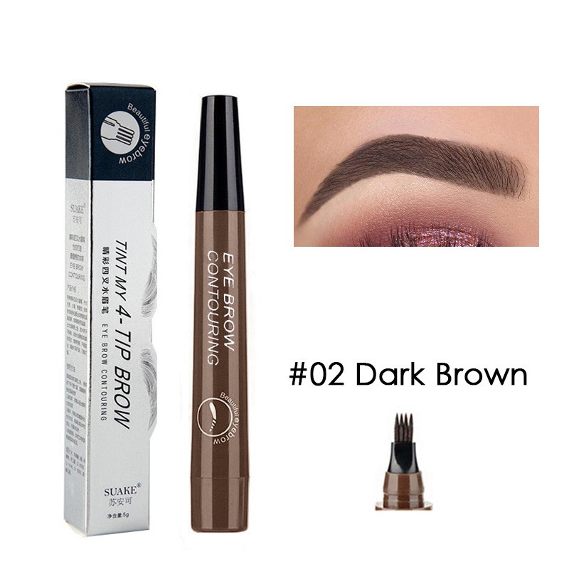 4 Dụng cụ trang điểm mắt COCUTE gồm bút kẻ mắt dạng lỏng + mascara chuốt cong + chì kẻ lông mày + dụng cụ uốn mi