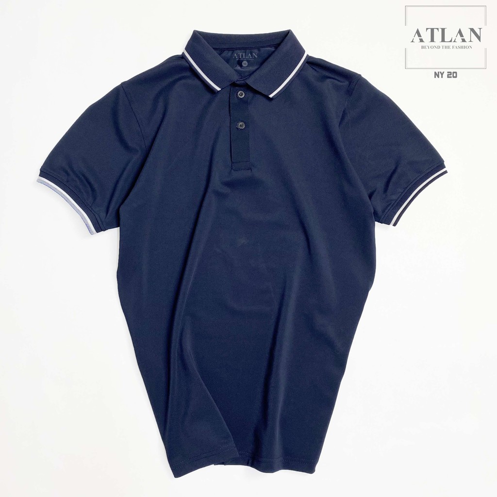 Áo Nam 💖 𝘍𝘳𝘦𝘦𝘴𝘩𝘪𝘱 💖 Polo Ngắn Tay Có Cổ Xanh Đen Bo Sọc Trắng - NY21
