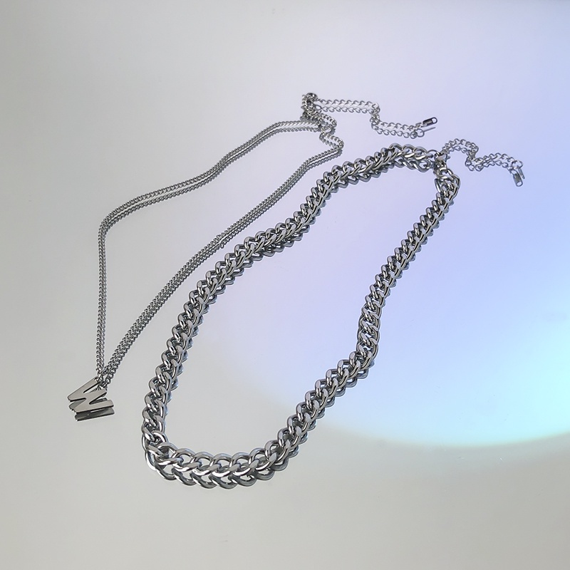 Vòng cổ bằng thép titan thiết kế đơn giản phong cách hiphop