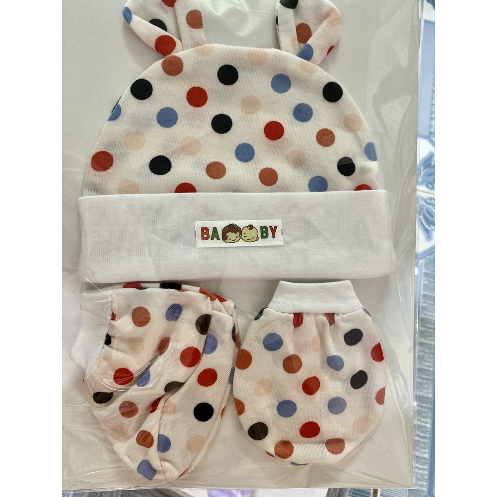 Set 02 Bộ Bao Tay Bao Chân Kèm Nón Họa Tiết Dễ Thương Cho bé