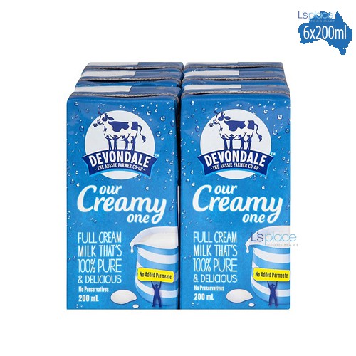 Hộp Sữa Tươi Nguyên Kem hiệu Devondale Our Creamy One 6x200ml 