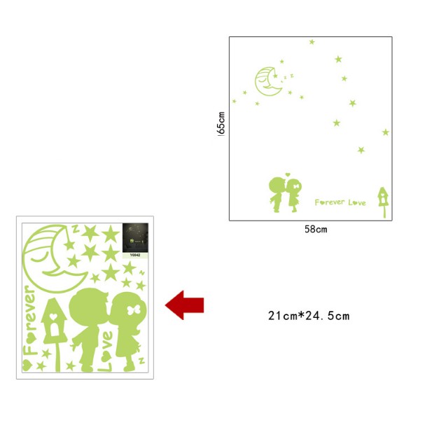 Decal trang trí tường - Đôi Tình Nhân Hôn Nhau - DẠ QUANG