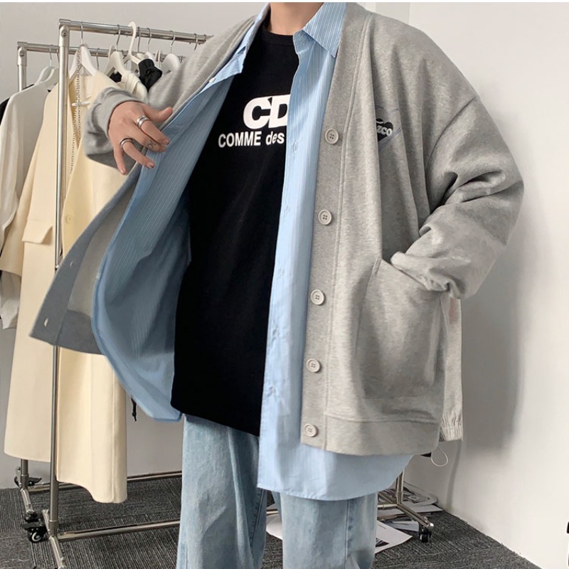 Áo Khoác Cardigan Dệt Kim Màu Sắc Đơn Giản Size S-3Xl Thời Trang Mùa Thu Cho Nam Giới