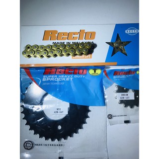 Nhông Sên Dĩa Recto lắp xe MSX (Nhông Dĩa Recto 15-34T + Sên Recto vàng 9mm)