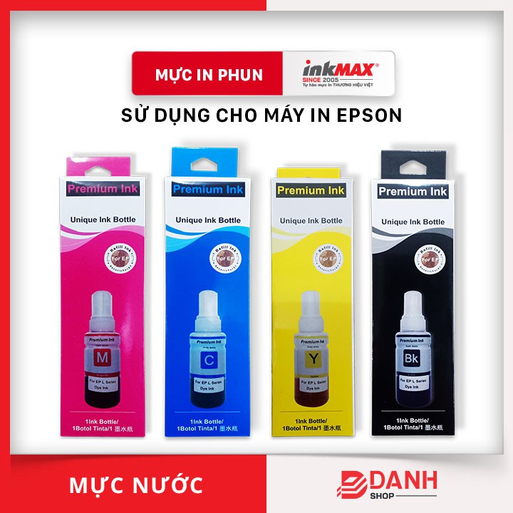 Mực nước inkMAX dùng cho máy Epson LL100/L110/L120/L200/L210/L220/L300/L310/L350/L355/L360/L385/L455/L485/L565/L605/L655