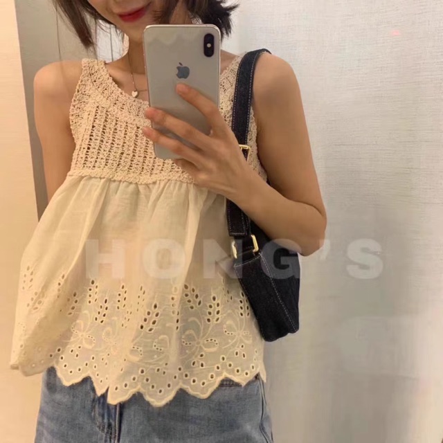 Áo hai dây yếm pha thô boil