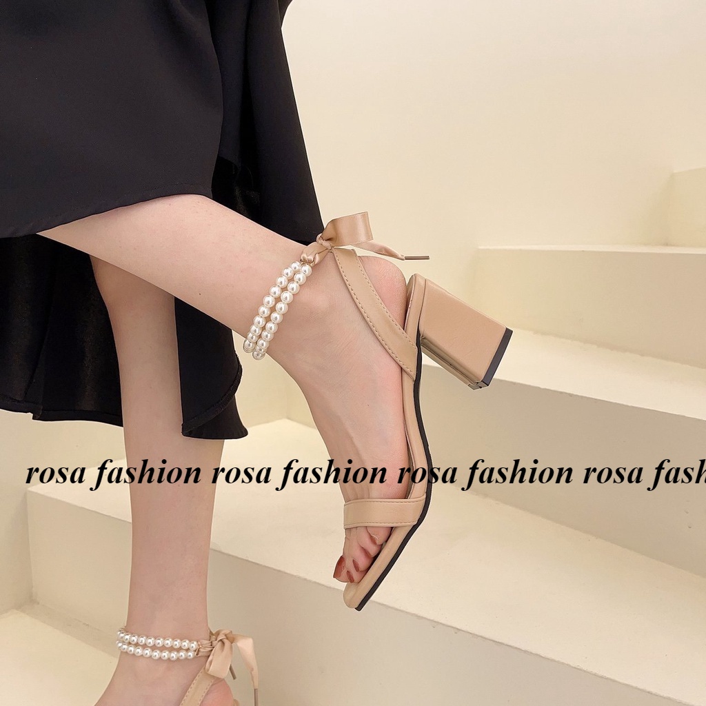 Giày cao gót nữ đế vuông thắt nơ 7 phân, giày sandal 7 phân quai ngọc hottrend 2022 CG-0586