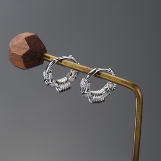 Khuyên Tai Hipster 2 Nam Nữ GIÁ 1 BÊN Unisex Tròn Dạng Xỏ Màu Bạc Đen Đơn Giản Đẹp Nhỏ Xinh HT Orn Earring - Maxshopdoc