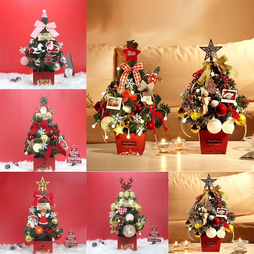 Bộ Cây Thông Noel / Năm Mới Có Đèn LED 1 45cm Để Bàn Trang Trí