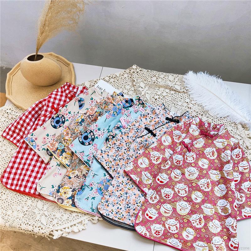 Đầm Sườn Xám Tay Loe Thời Trang Đáng Yêu Cho Bé Gái