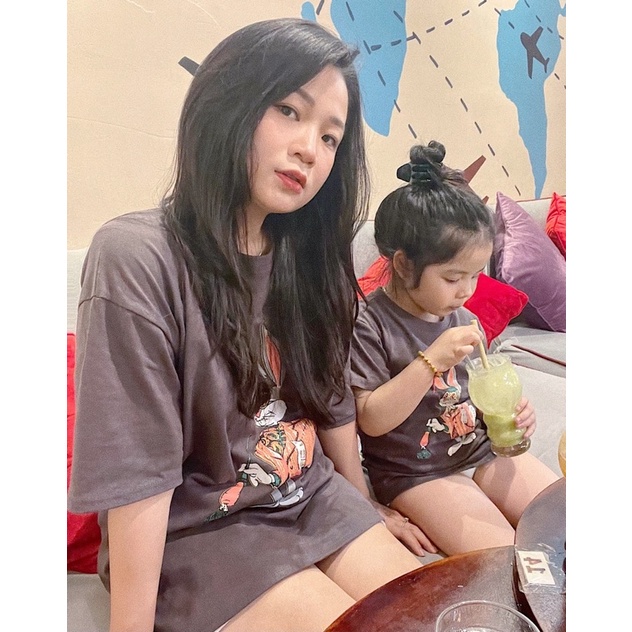áo đôi mẹ con hình thỏ màu nâu