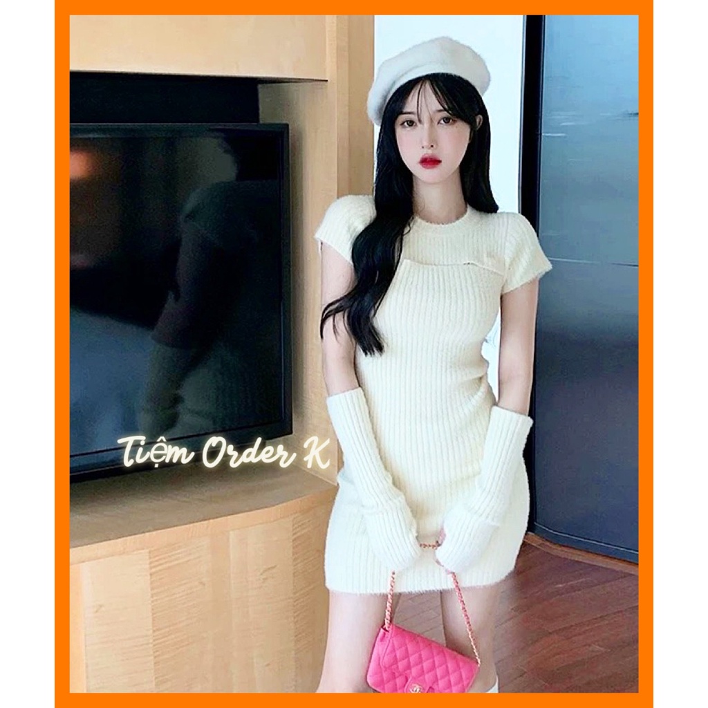 ORDER♥️Đầm,Váy Len Cut Ngực Tay RờiFzsize Dưới 57kg