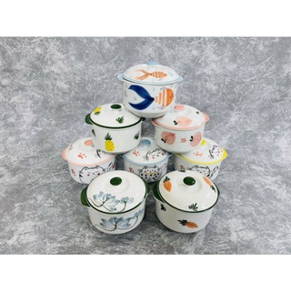 Thố chưng yến sứ thủ công Bát Tràng vẽ tay nung khử 600ml