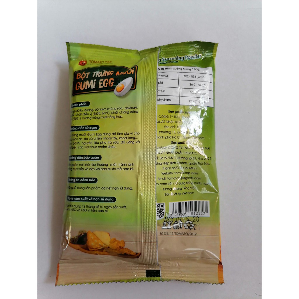 [Mã 77FMCGSALE1 giảm 10% đơn 250K] [100g] Bột trứng muối lắc [VN] TOMATO T&P Gumi Egg Salted Taste Powder (ttp-hk) | BigBuy360 - bigbuy360.vn