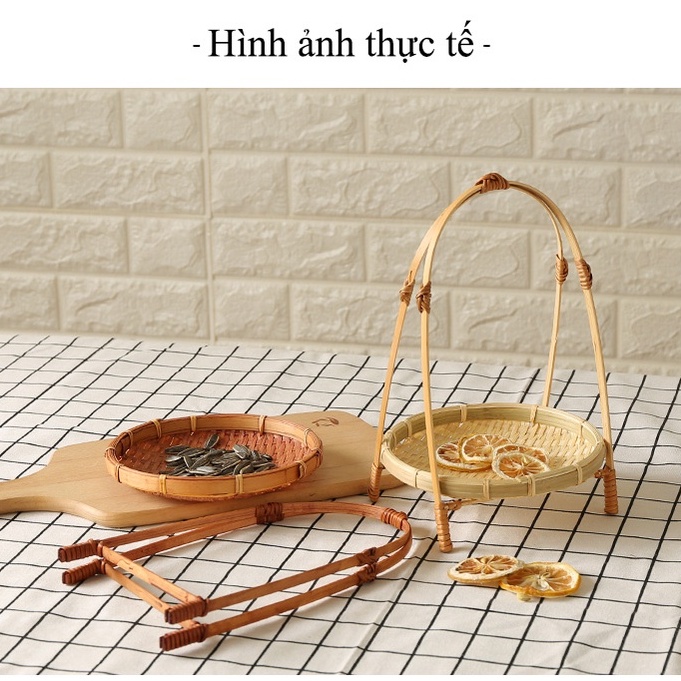 Khay mây tre BAMBOOO ECO kệ decor trang trí nhiều tầng đan tre thủ công