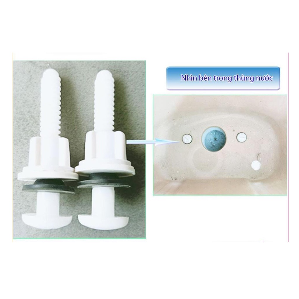 Ốc thùng nước bồn cầu, ốc két nước bệt 2 khối nhựa trắng loại 1