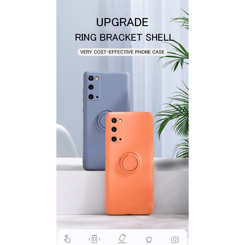 Ốp Điện Thoại Silicon Dẻo Kèm Giá Đỡ Nhẫn Từ Tính Cho Samsung Galaxy S21 Ultra S22 Plus Note 20 S20 FE S10 A51 A71 A50
